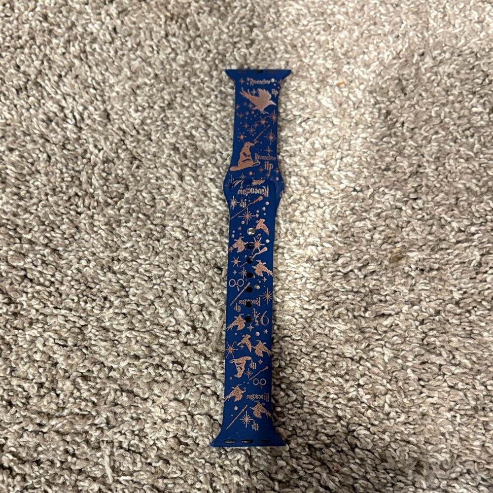 Blue Silicone Watch Band with Rose Gold Motif